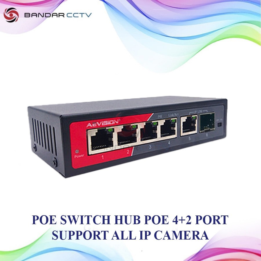 AEVISION POE SWITCH HUB POE 4+2 PORT SUPPORT ALL IP CAMERA