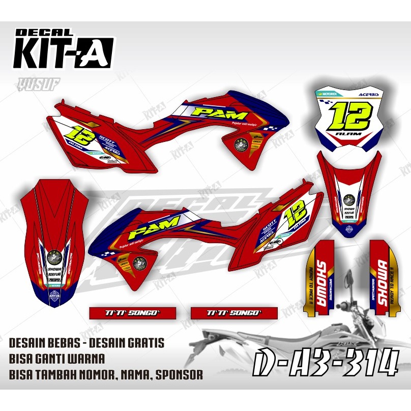 Decal Stiker KLX 150 BF Merah Dekal Striping Sticker Motor KLX Bf 150 G Stiker Klx 150 BF Stiker Klx