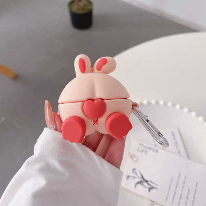 Case WM02 Baseus Encok Earphone Silikon Karakter Kartun WM02 Kode 18 - Peach