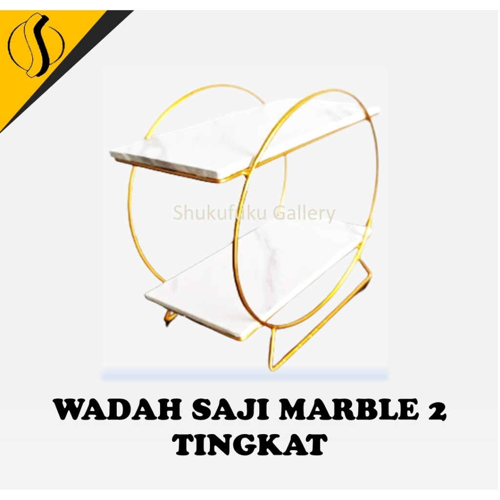 WADAH SAJI MARBLE KRISHOME/ DISPLAY KUE DESSERT 2 TINGKAT