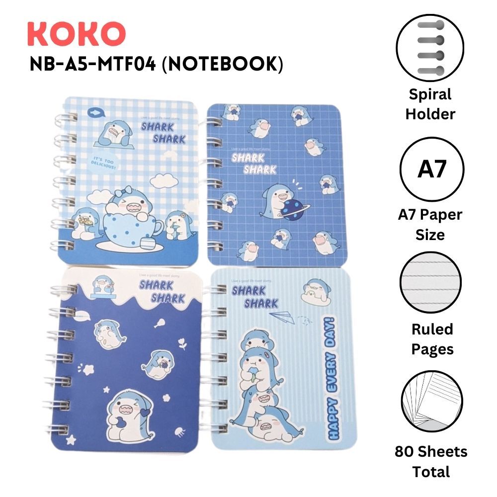 

❤️H2O❤️ Notebook Buku Tulis A7 Koko isi 80 lembar NB-A7-MTF01 Cute Shark