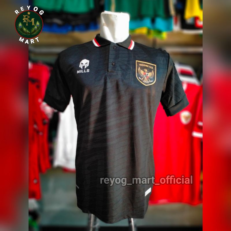 JERSEY TIMNAS INDONESIA 3RD HITAM 2023 2024 MILLS LOGO PLAT