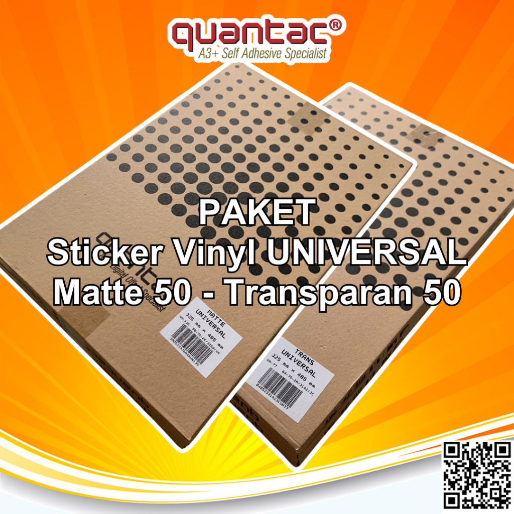 

RB QUANTAC UNIVERSAL Sticker Vinyl A3+ Stiker Digital Print Laser Toner Anti Air - Pack