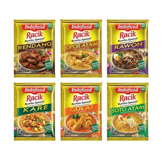 

Indofood Racik Bumbu Spesial Rendang Rawon Soto Ayam Opor Ayam Gulai Kare (isi 45 Gram)