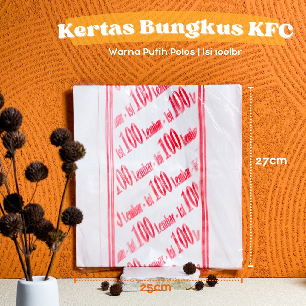 Kertas Nasi 25x27cm Anti Lengket / Kertas MG KFC / Kertas Bungkus Nasi KFC MCD / Kertas Burger Kebab