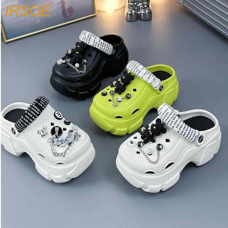 IRSOE Sandal Jelly Baim Sandal Kodok Dewasa Wanita Sendal Slop Sendal Karet Empuk Anti Slip DIY Cute