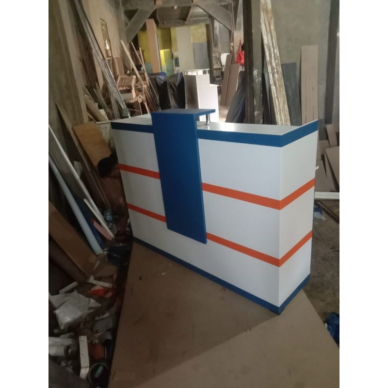 meja kasir meja resepsionis meja klinik meja kantoreja brilink biru putih oren