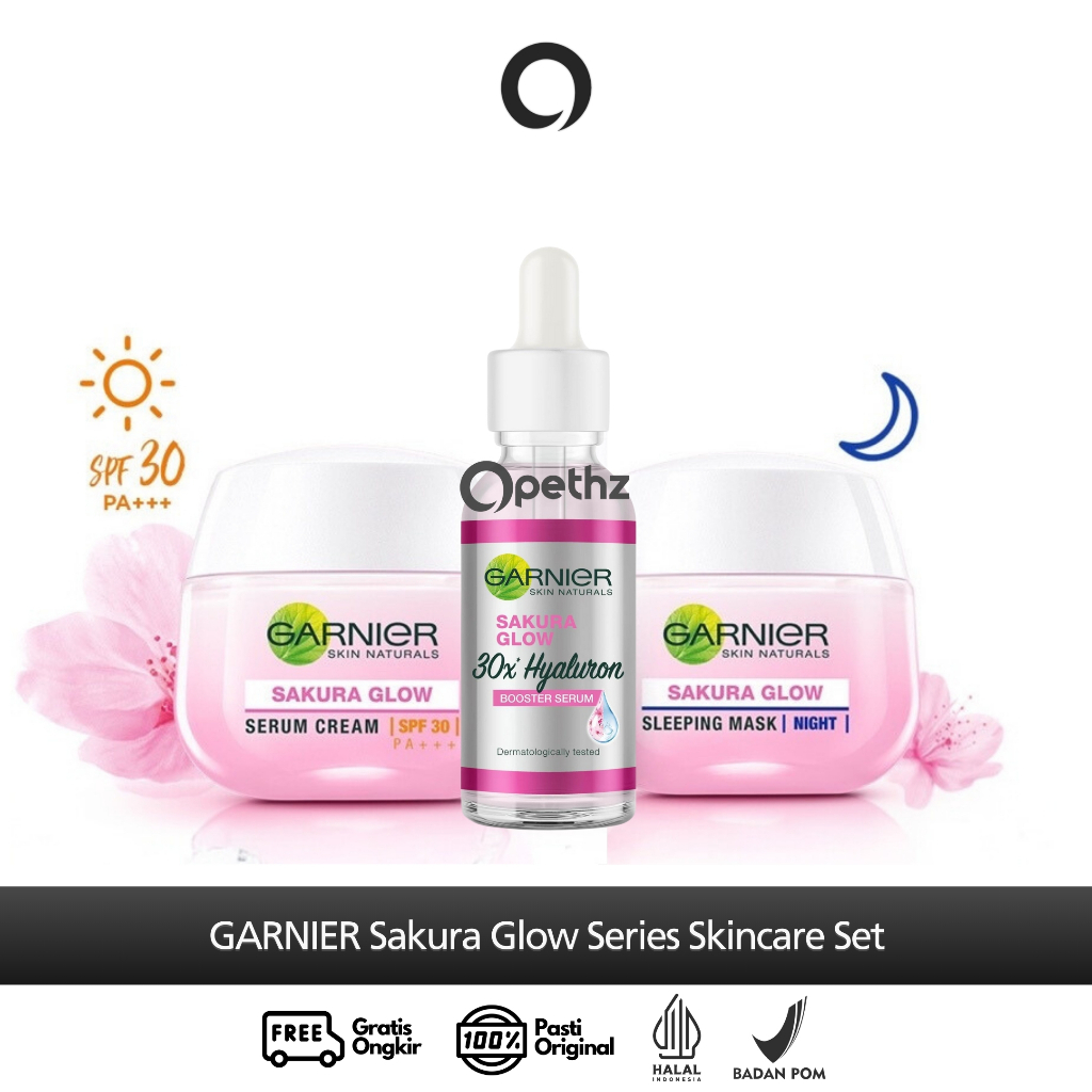 GARNIER Sakura White Sakura Glow Whitening - Hyaluron 30x Booster Serum 30ml | Day SPF 30 PA+++ | Ni