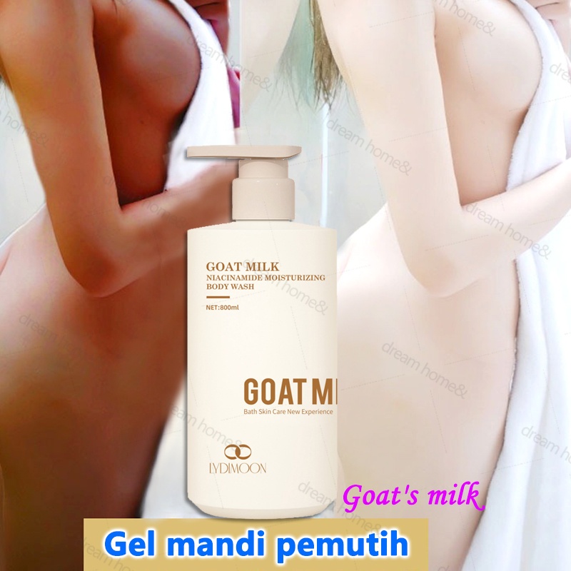 Shower gel Sabun pemutih badan permanen Sabun kambing pemutih badan 800ml Pemutih kulit seluruh tubu