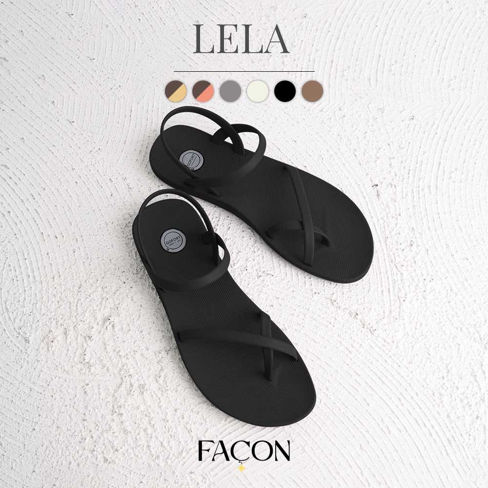FACON Lela Sandal - Sandal Flats Wanita Karet Anti Slip