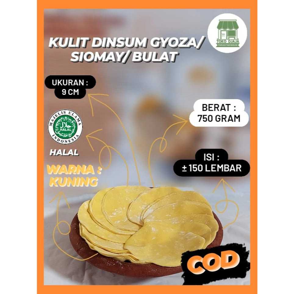 

Kulit Dimsum Bulat Diameter 9cm Warna Kuning Isi 750gram Kulit Siomay Gyoza Enak Halal Tipis Bergizi Elastis