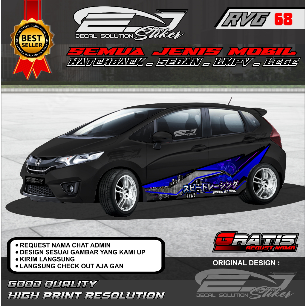 STIKER MOBIL THAILOOK LIVERY JAZZ YARIS AVANZA XENIA GRATIS REQUEST NAMA RVG-68