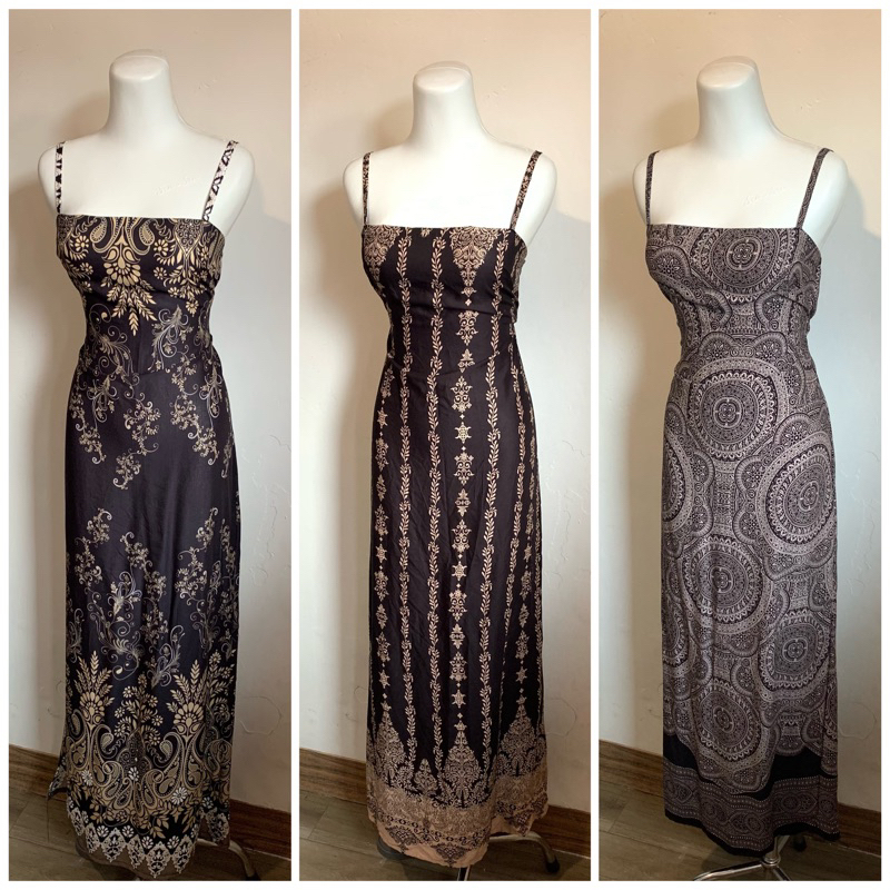 Daster Batik Etnik Rayon Long Dress Tanpa Lengan
