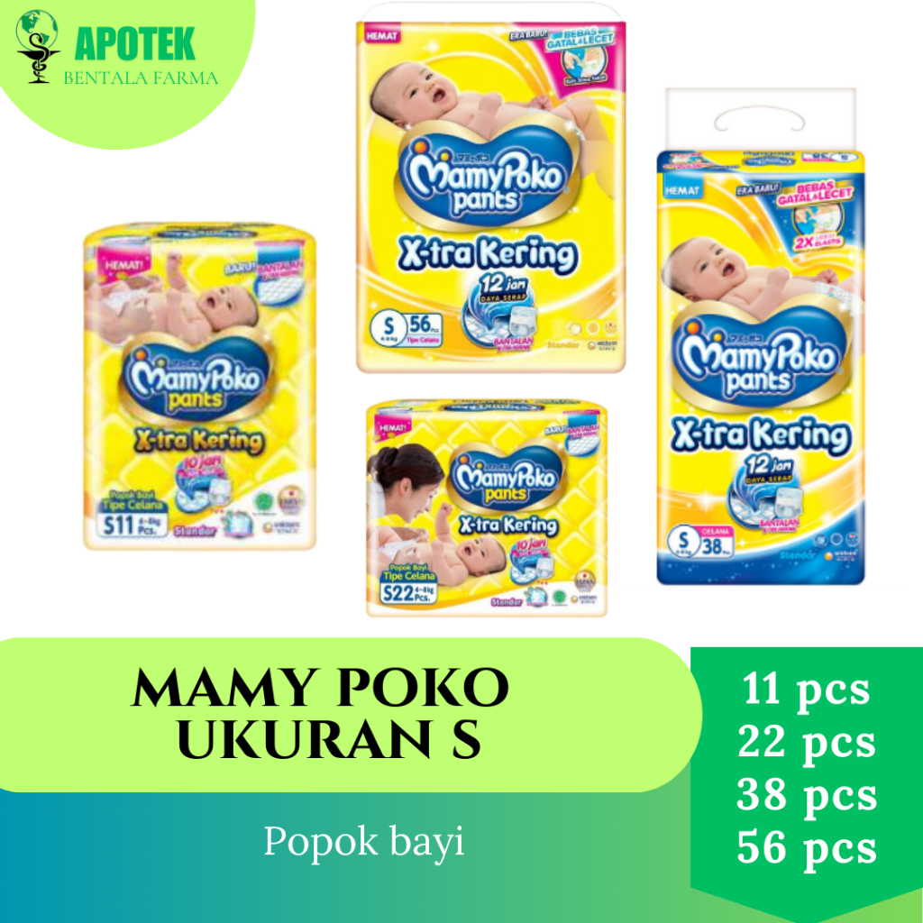 MamyPoko Pants Popok Bayi Celana ukuran S isi S11 | S22 | S38 | S56