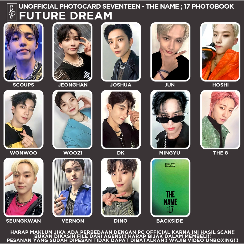[SEVENTEEN] THE NAME ; 17 PHOTOCARD UNOFFICIAL