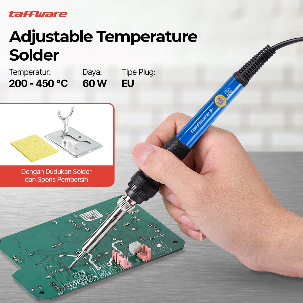 Taffware Solder Adjustable Temperatur 200-450 Derajat Celcius 220V 60W - 806 - Blue