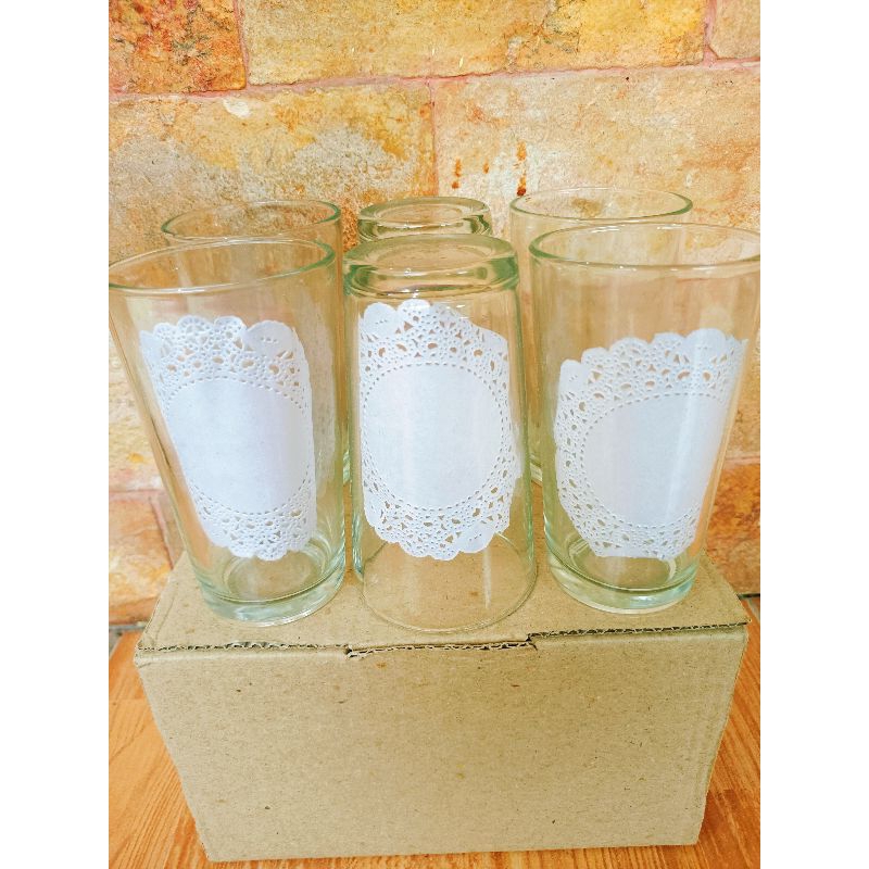 Gelas Teh Isi 6 / Gelas Tinggi 12cm / Gelas Kaca / Gelas Minum / Gelas Standar / Gelas UT 212