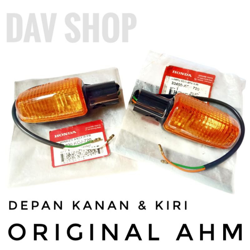 WINKER ASSY/LAMPU SEIN SEN DEPAN SET KANAN KIRI TIGER LAWAS TIGER LAMA 2000 HITAM ORIGINAL AHM 33400