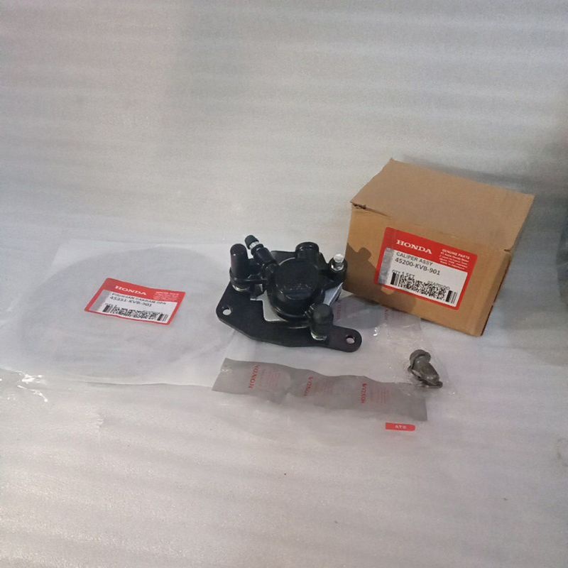 Caliper disk kepala babi ASSY hitam + kampas dan piringan cakram NISSIN HONDA BEAT CARBU/FI/ESP/STRE