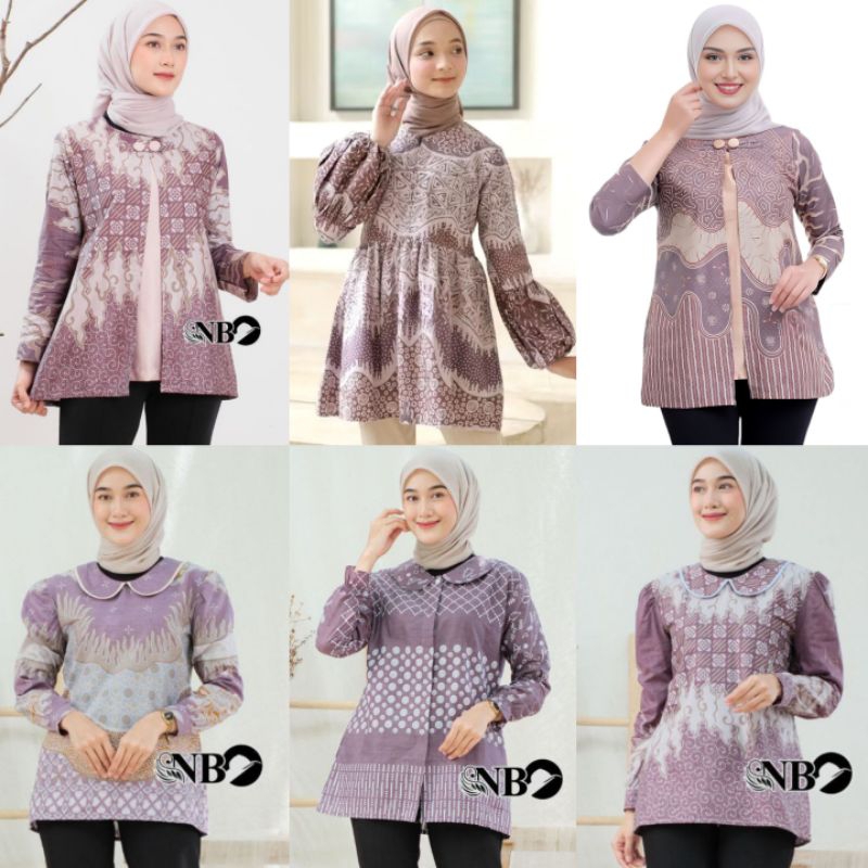 BAJU BATIK WANITA MODERN WARNA MAUVE/PURPLE/LILAC/UNGU ATASAN BATIK WANITA KERJA KANTOR SERAGAMAN