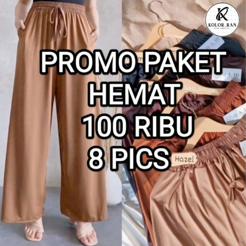 PAKET HEMAT 8 PCS CELANA KULOT UNIQLO WANITA BAHAN HYGET SUPER PREMIUM TALI SERUT