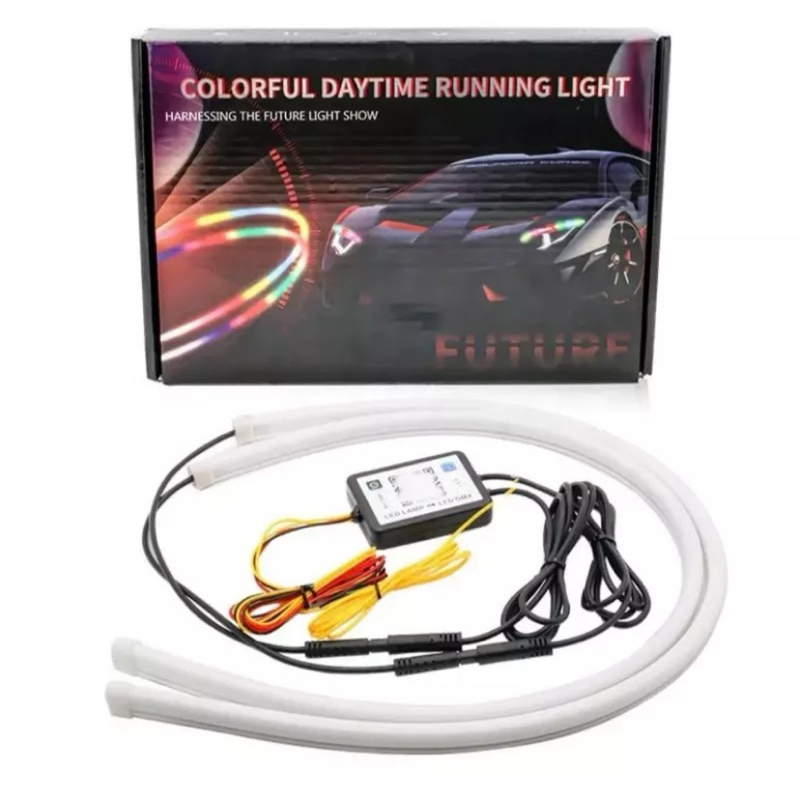 Lampu LED DRL Alis Flexibel RGB Matrix 12/24V Motor Mobil Truk Led alis RGB Bluetooth Lampu Alis RGB