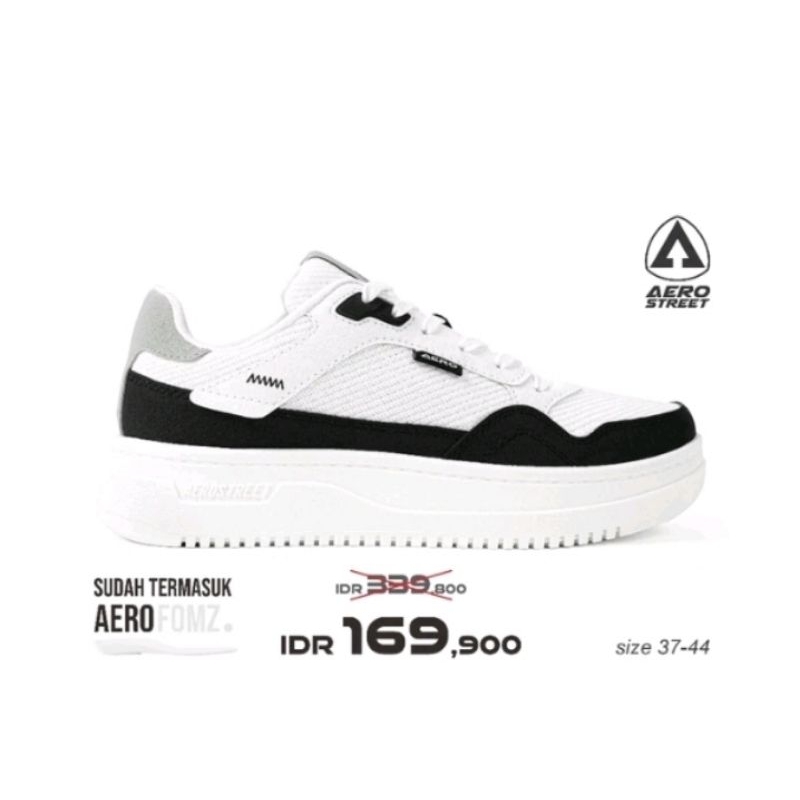 Aerostreet Maximo Putih Hitam - Sepatu Sneackers Pria Wanita