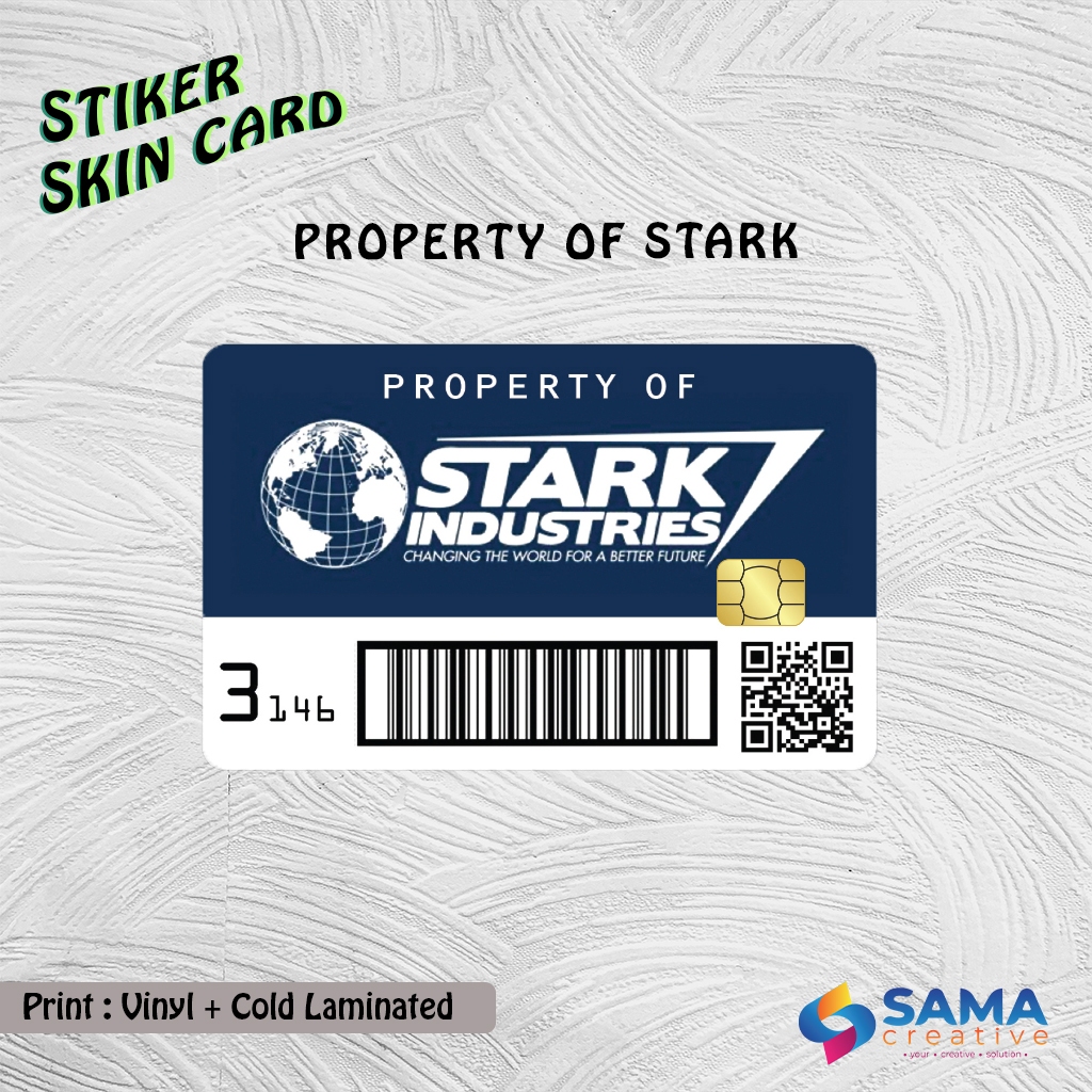 

Sticker Skin Card - Property of Stark Industries - Vinyl ATM Debit Credit Emoney Flazz, Kartu Akses Stiker