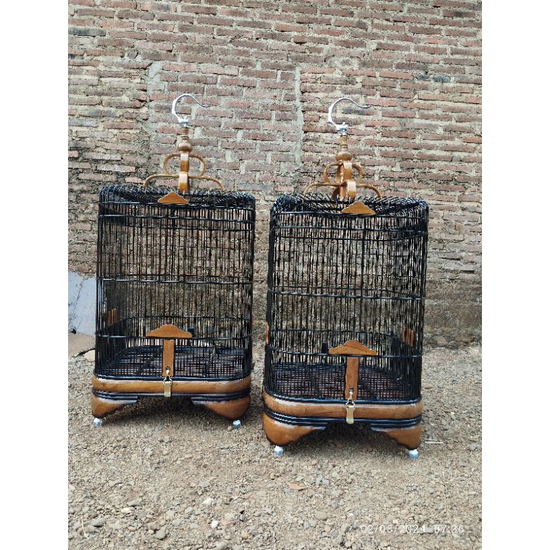 Sangkar murai cucak ijo Kacer Borneo Oval Natural Jati