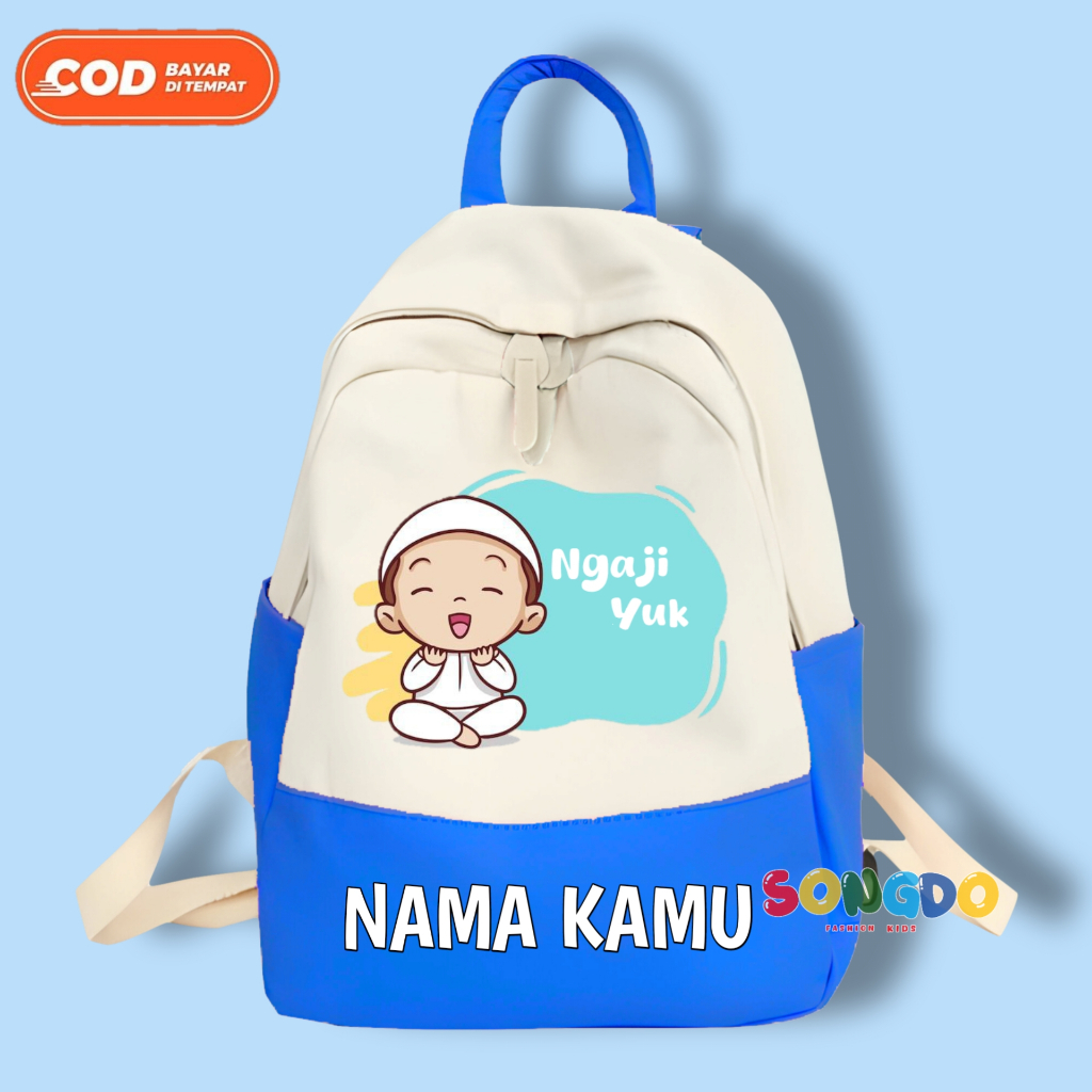 Tas Anak laki laki Ngaji TK SD PAUD Motif NGAJI YUK / Ransel anak sekolah ngaji