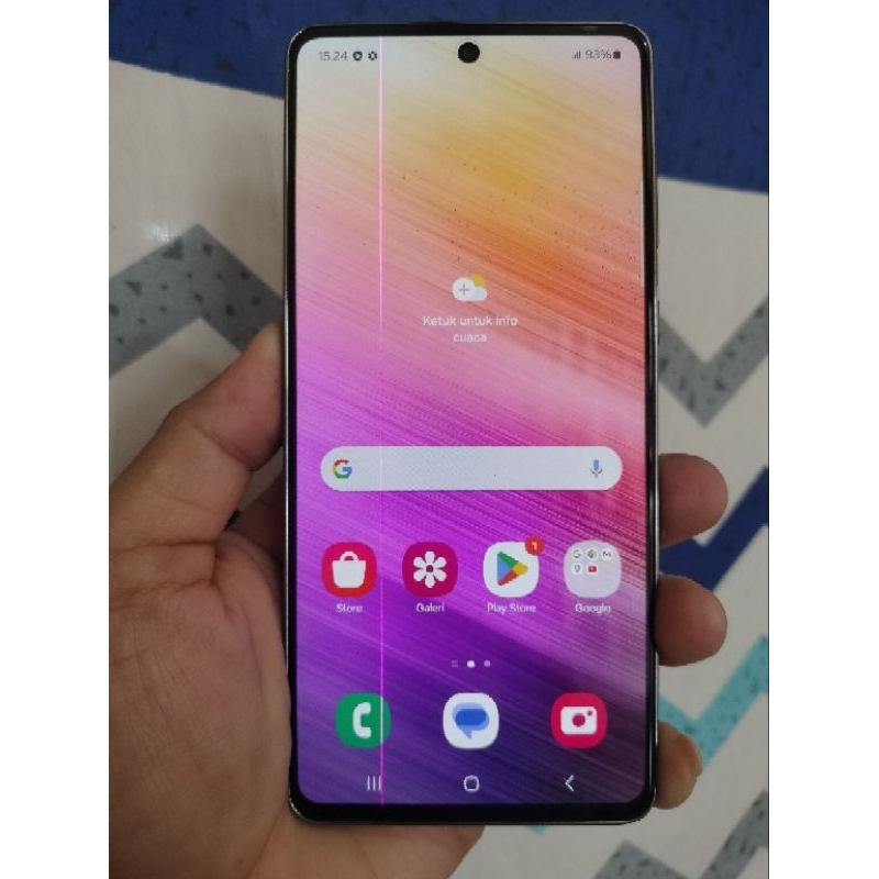 LCD samsung A73 5G Original Amoled bawaan Hp, bergaris 1 . dipakai Lancar jaya. tidak ada kendala, b