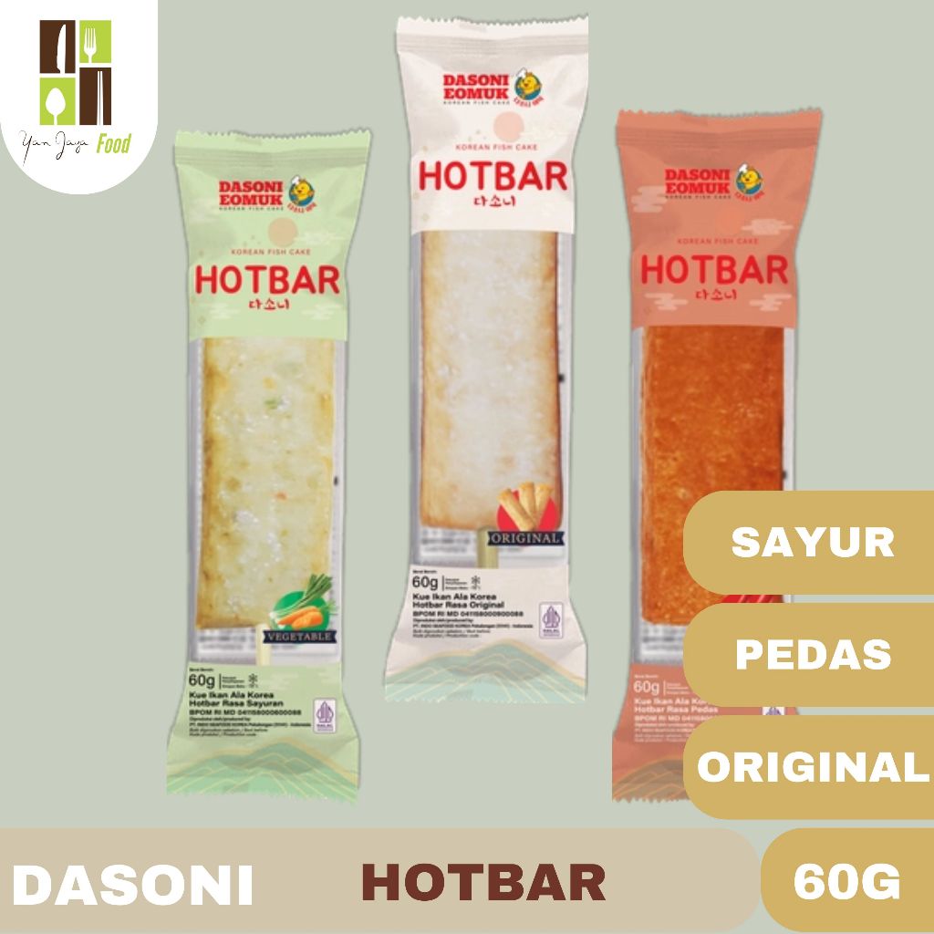 

Dasoni Daesang Hotbar / Kue Ikan Ala Korea / Korean fFish Cake / Original / Pedas / Sayuran Kemasan 60g