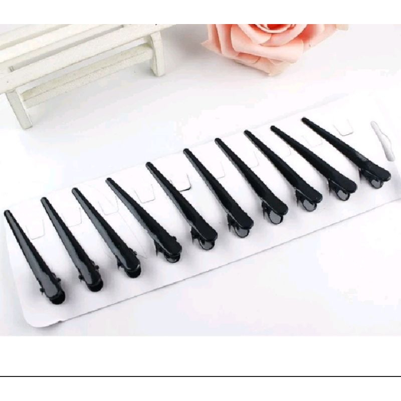 10 pcs Jepit Rambut Buaya Hitam Polos