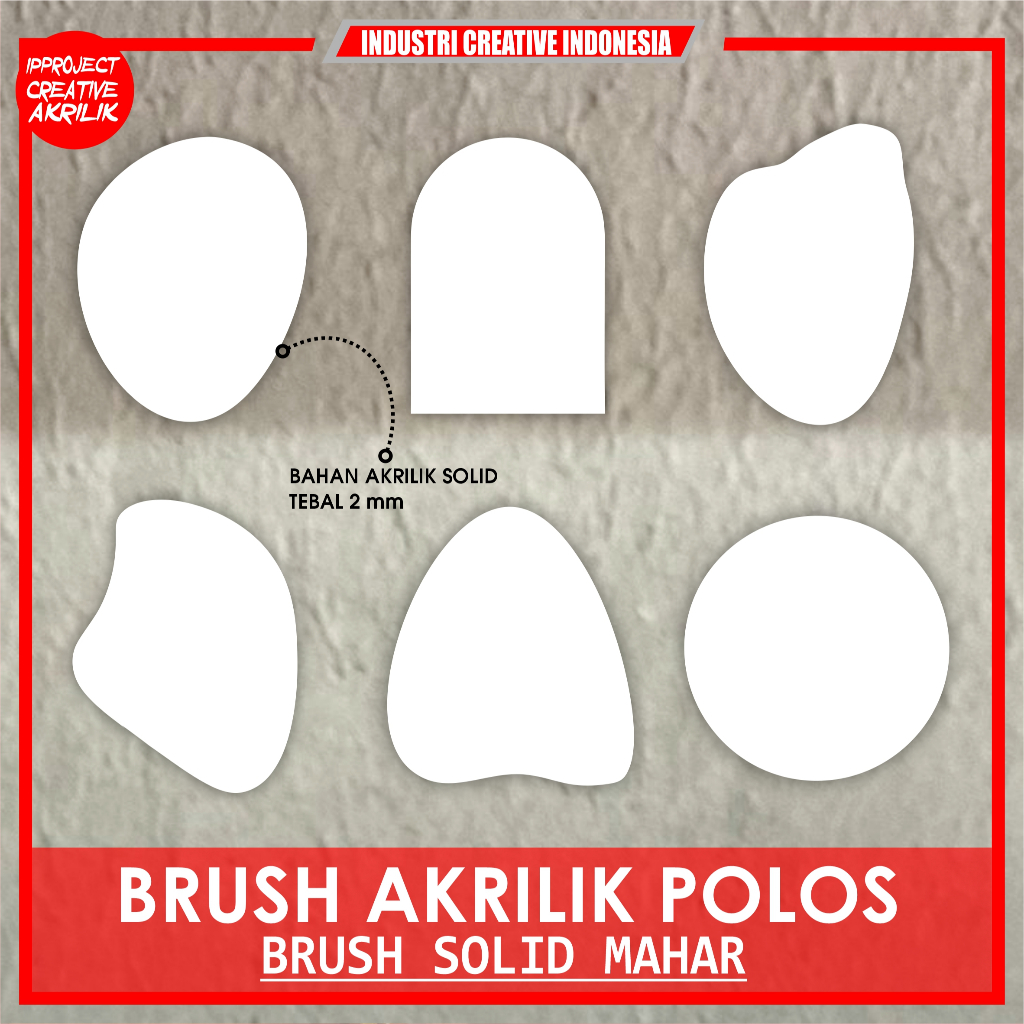 JPID Brus Akrilik Putih Mahar Tetes Air Akrilik Kosongan Acrylic Brush Dekorasi Mahar Polos Tanpa Tu