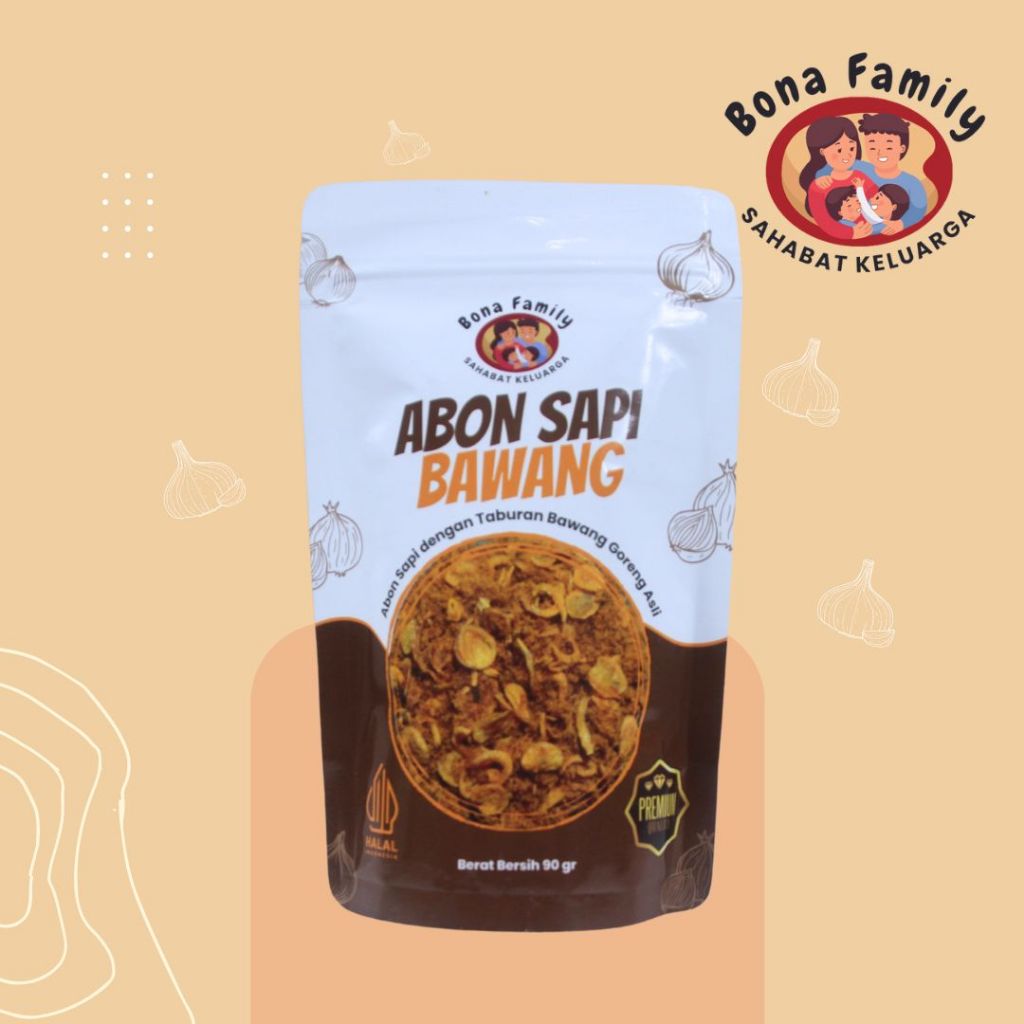 

QH Bona Family Abon Sapi Bawang Premium Non MSG Halal untuk MPASI Anak 1 tahun BB Booster