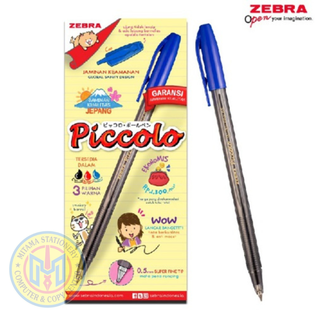 

Zebra Bolpoin Stick Pen Piccolo 0.5 Warna Biru 12 pcs