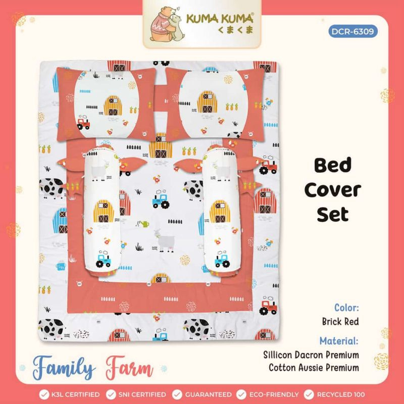 (DEFECT SALE ) Bedcover set baby Kuma-kuma / KASUR SET KUMA komplit bantal set baby family farm