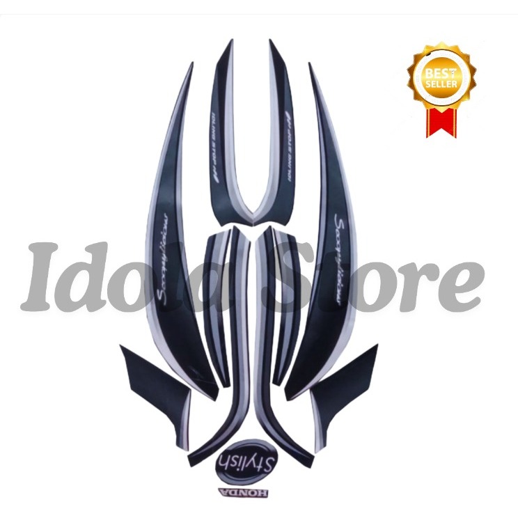 Stiker Striping Honda Scoopy Staylish 2018 Hitam Lis Les Body Scoopy Staytlish 2018 Terbaik