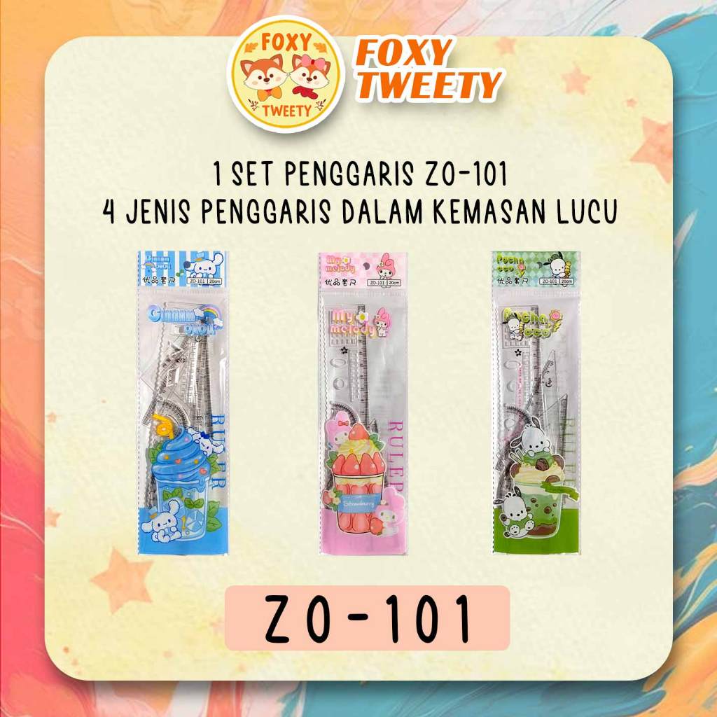 

Penggaris Set 4 in 1 Lengkap Perlengkapan Sekolah Komplit Lucu - ZO 101