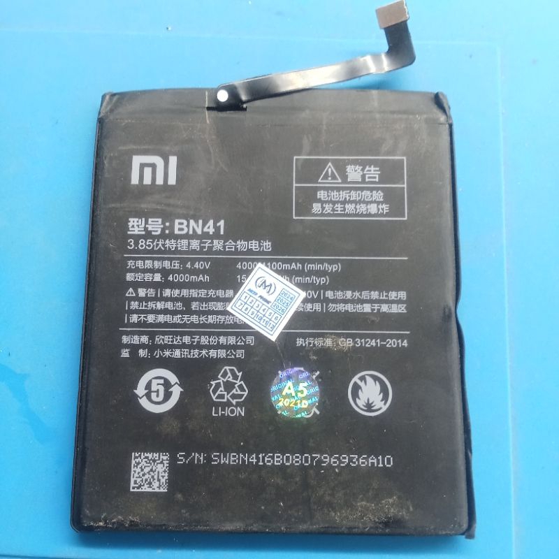 Baterai BN41 From Xiaomi Redmi Note 4 Original Copotan Normal Bergaransi