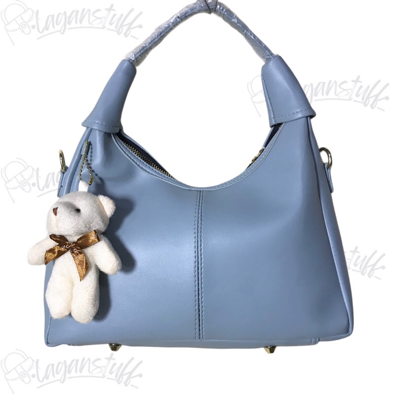 Hanna Bag Keychain with Tedy Bear Tas Wanita Kekinian Bahan PU Leather