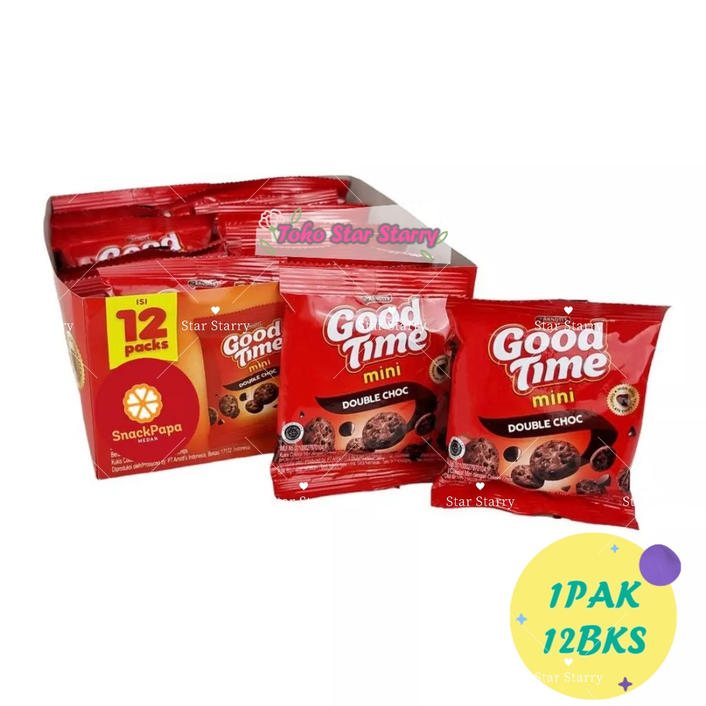 

[Per Pack] Good Time Cookies Double Choco Box 18 gr @12Bks. 1Pack = 12 Bungkus Snack Viral Hala MUI BPOM Good Time Arnotts GoodTime