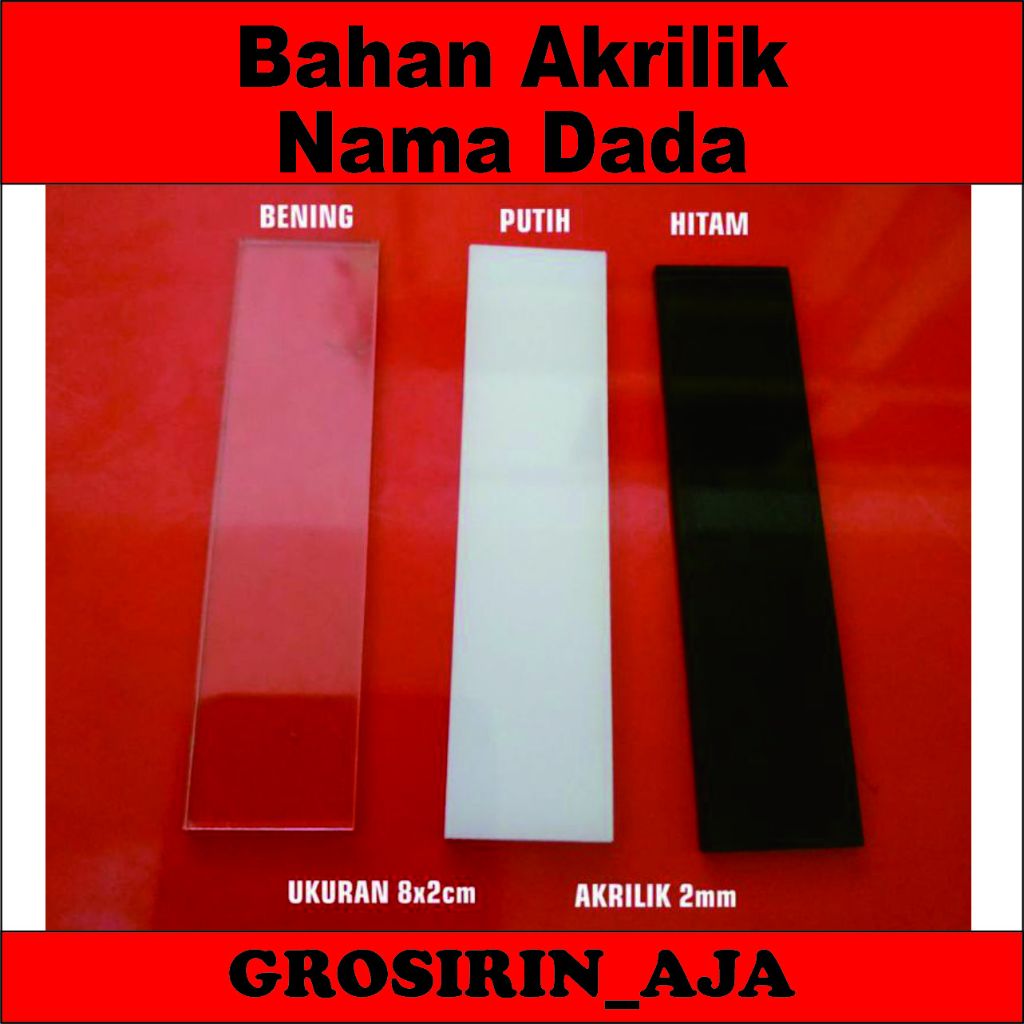 

Akrilik bahan nametag / bahan papan nama 8x2 cm