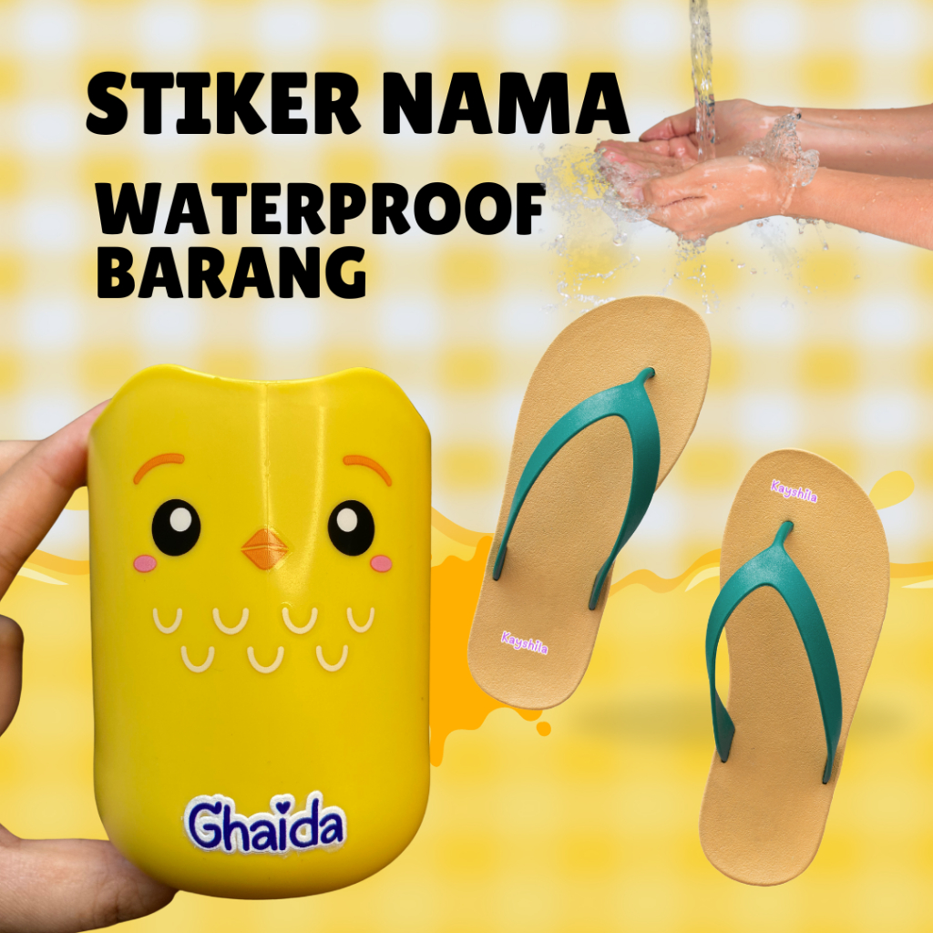 

(STIKER TIMBUL BENDA) Stiker Nama Waterproof Sticker Label Custom Nama Untuk Barang Anti Air