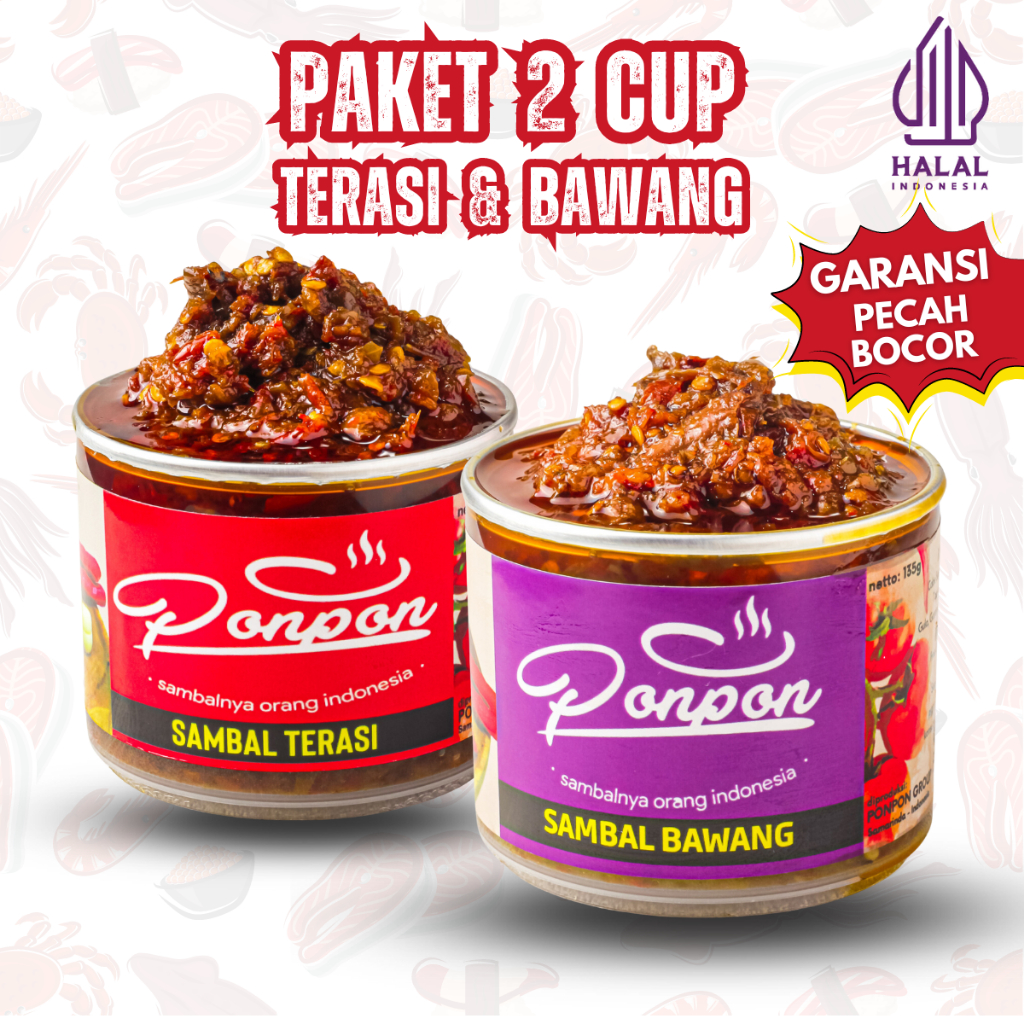 

SAMBEL BAWANG ENAK MURAH SAMBAL TERASI UDANG PEDAS TAHAN LAMA Paket Isi 2 Pcs Masakan Siap Saji Enak