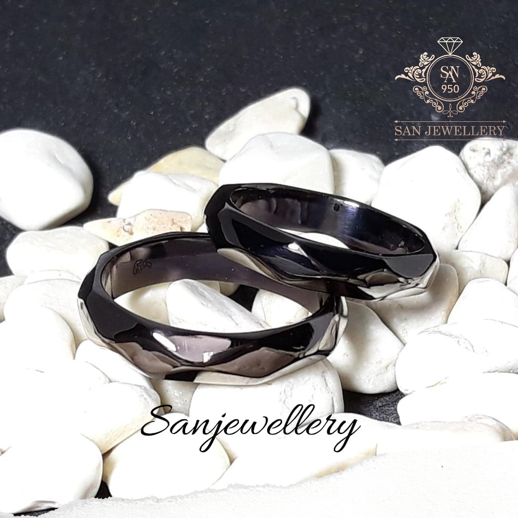 Cincin couple hitam perak palladium platina emas H27