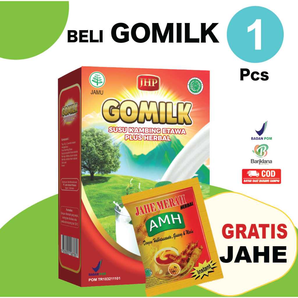 

[ BISA COD + GARANSI ] [ GRATIS JAHE ] Gomilk Susu Kambing Etawa Plus Herbal Penambah Nafsu Makan Isi 1 Pcs 200 gr