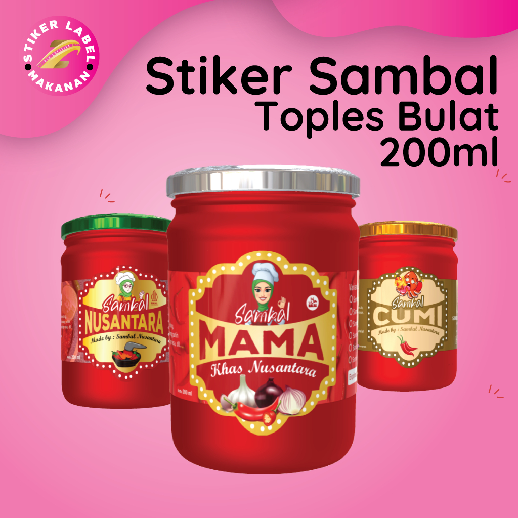 

Stiker Label Sambal Toples Bulat 200ml Custom Proses 1 Hari