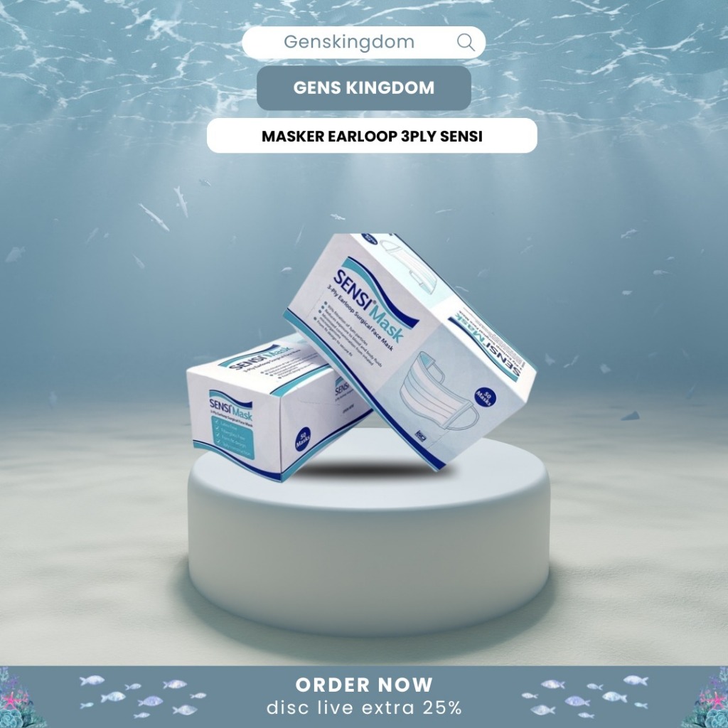 SENSI MASK MASKER SENSI  3 PLY EARLOOP SURGICAL SENSI ISI 50 PCS