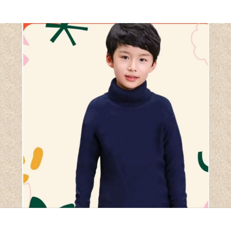 DloveA CollectionBaju kaos turtleneck anak laki-laki dan perumpuan/baju rajut anak lengan panjang/ba